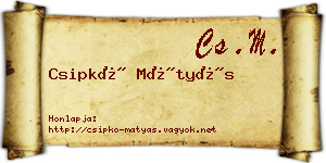 Csipkó Mátyás névjegykártya
